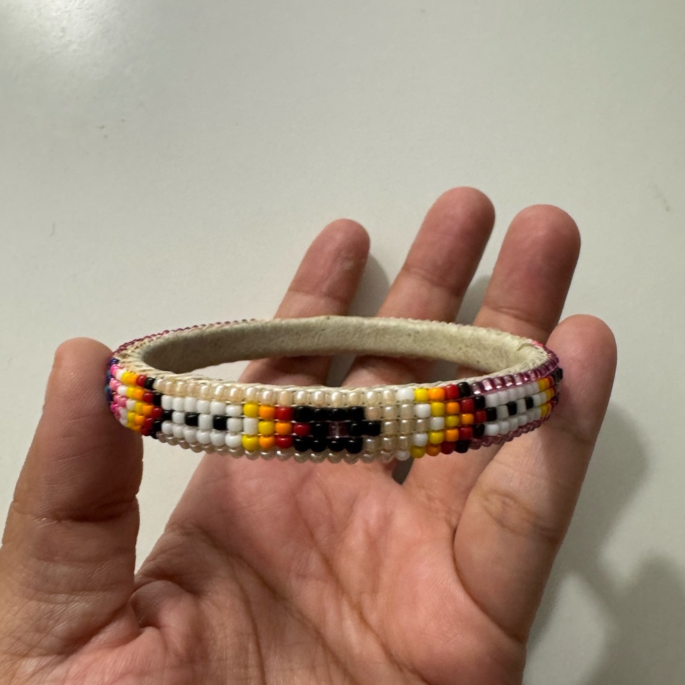 Navajo Southwestern 5 Row Seed Beaded Bangle Bracelet